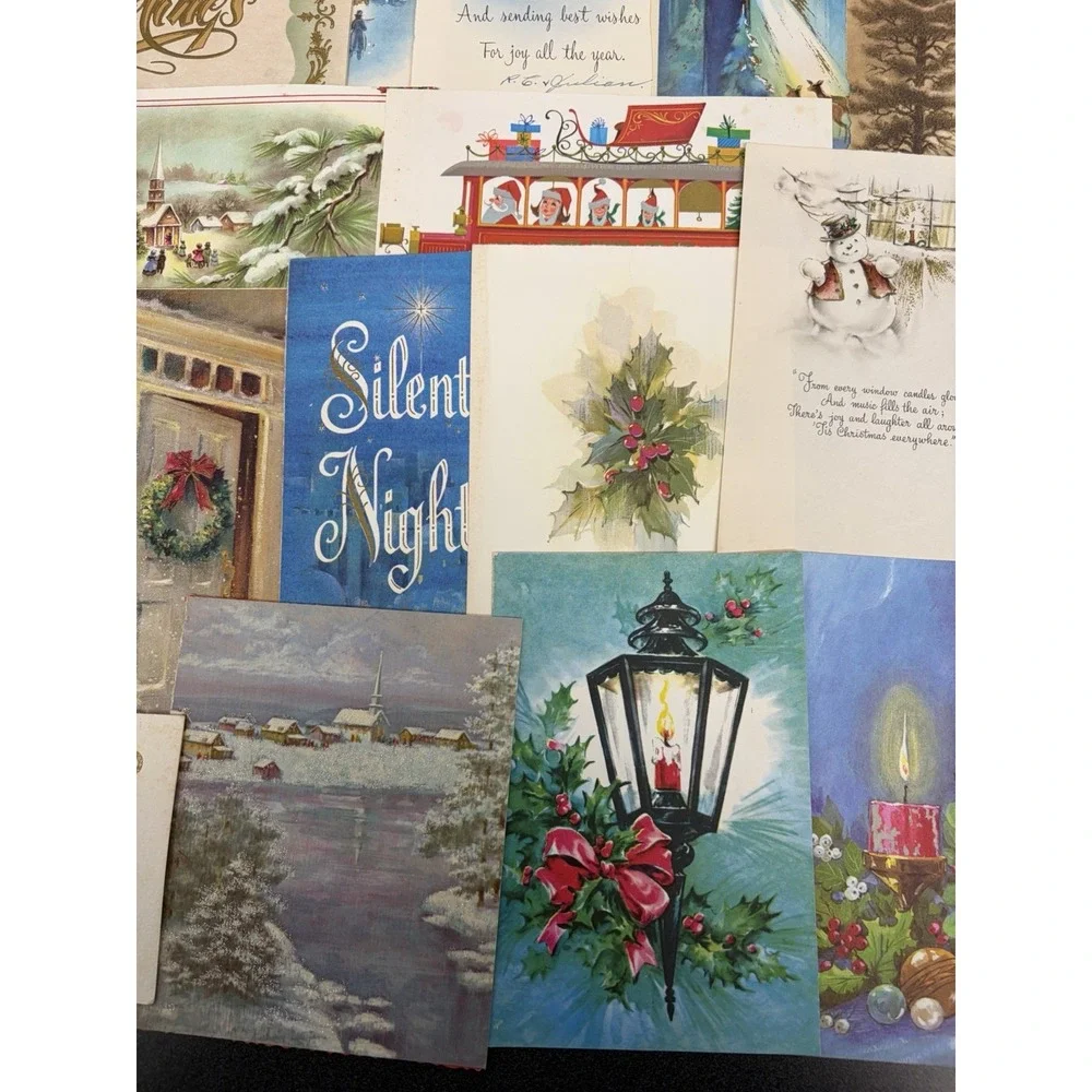 Vintage Retro Christmas Cards Fronts ONLY 1950s 1960s Scrapbooking Crafts 50+